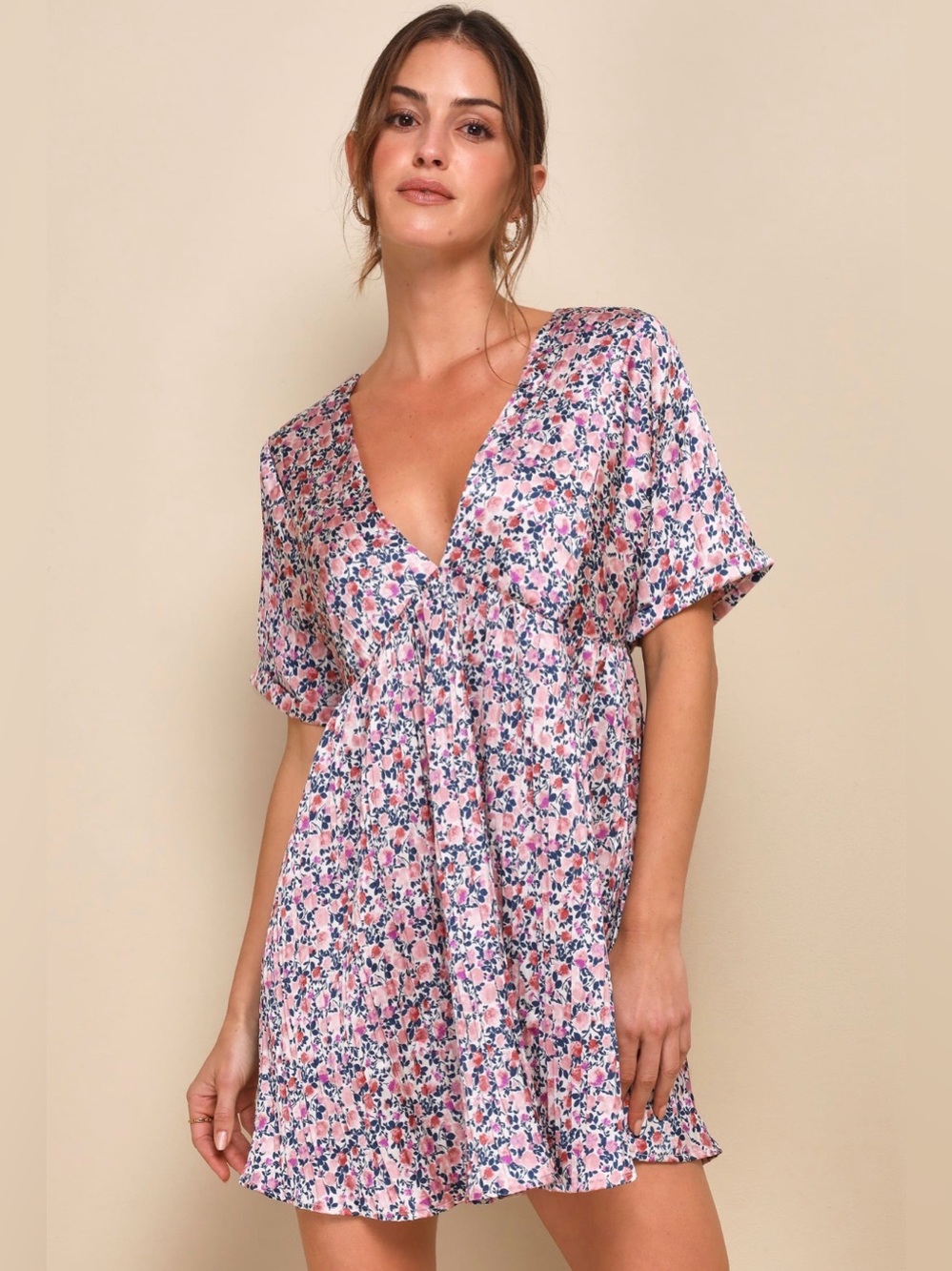 Lulu's Floral Print Spring Mini Dress